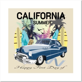 California Retro Surf Vintage classic Surfer Surfing Distressed T-Shirt Posters and Art